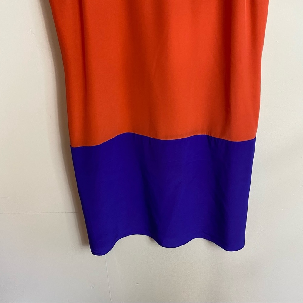 Single Silk Aline Shift Multicolor Block Dress E44 - image 3